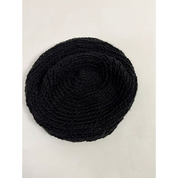 Handmade Unisex Crochet Wool Beret Hat Cap Black One Size - Picture 3 of 4